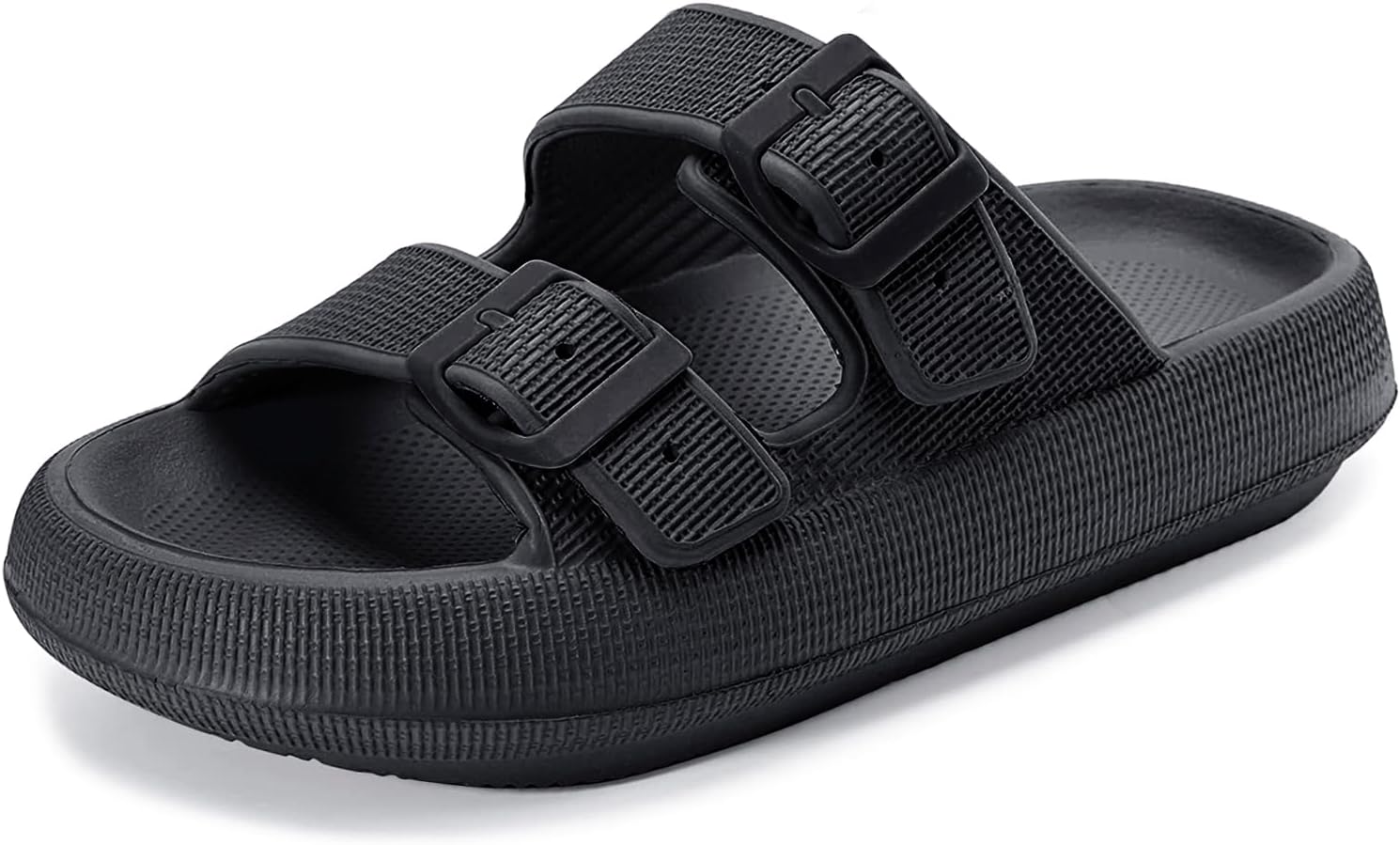 6135zlaYmAL._AC_SL1500_.jpg Sandals for Women and Men - Pillow Slippers - Double Buckle Adjustable Slides - EVA Flat Sandals - Image 1