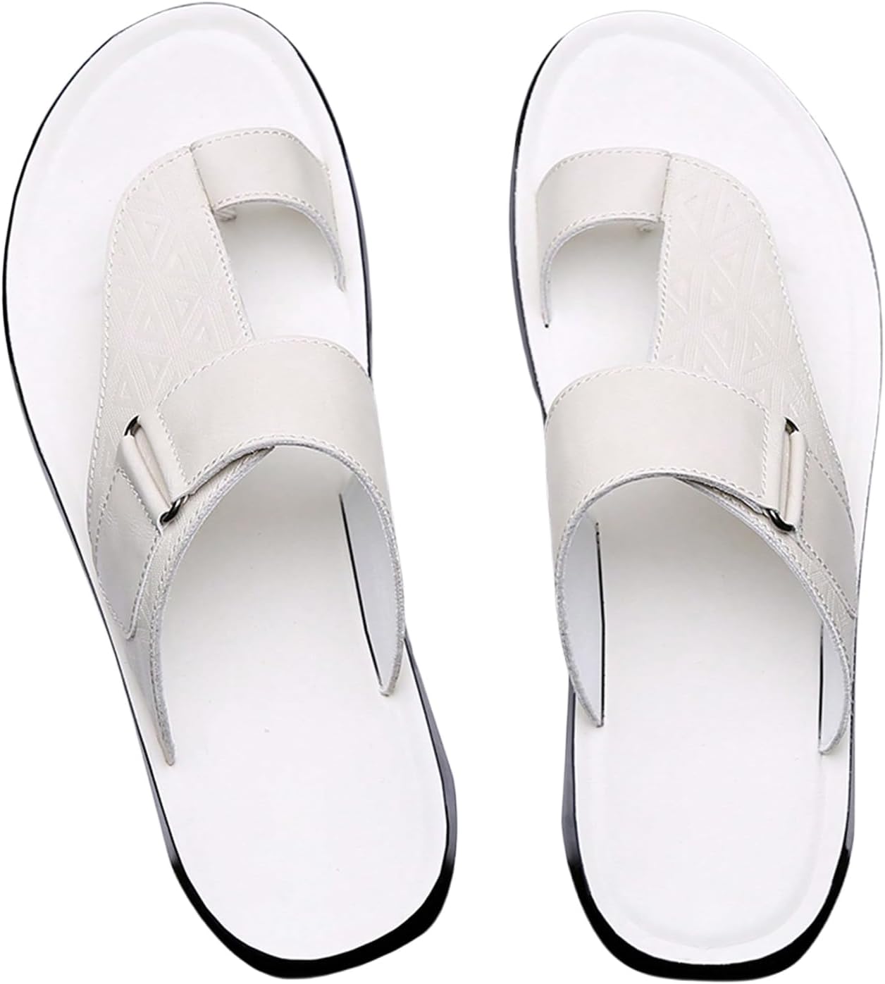 616JxMZYt3L._AC_SL1500_.jpg Men's PU Leather Thong Sandals Open Toe Slip on Slippers - Image 1