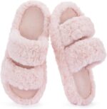 Women??s Pluffie Slippers with Arch Support & Memory Foam, Cozy Faux Fur Open Toe House Shoes, Gift-Ready Indoor Outdoor Comfort