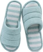 Open Toe House Slippers for Women Men Soft Cotton Indoor Shoes Memory Foam Slip On bedroom Slippers