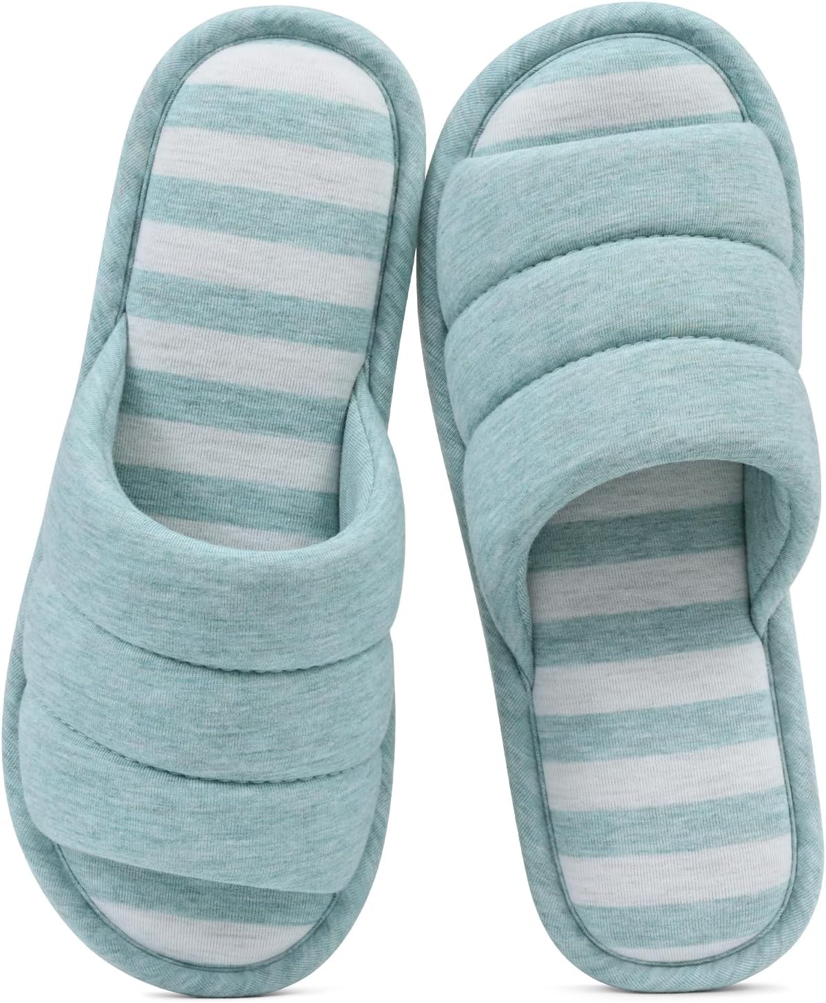 71JYzlHXkPL._AC_SL1500_.jpg Open Toe House Slippers for Women Men Soft Cotton Indoor Shoes Memory Foam Slip On bedroom Slippers - Image 1