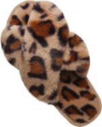 Women??s Cross Band Slippers, Soft Plush Fleece Lightweight Non Slip Open Toe Flip Flop Shoes House Indoor Outdoor Fur Fuzzy Slippers