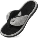 Women's Memory Foam Spa Thong Flip Flops Cozy Indoor Slippers, Ladies Summer Lightweight Open Toe House Sandals