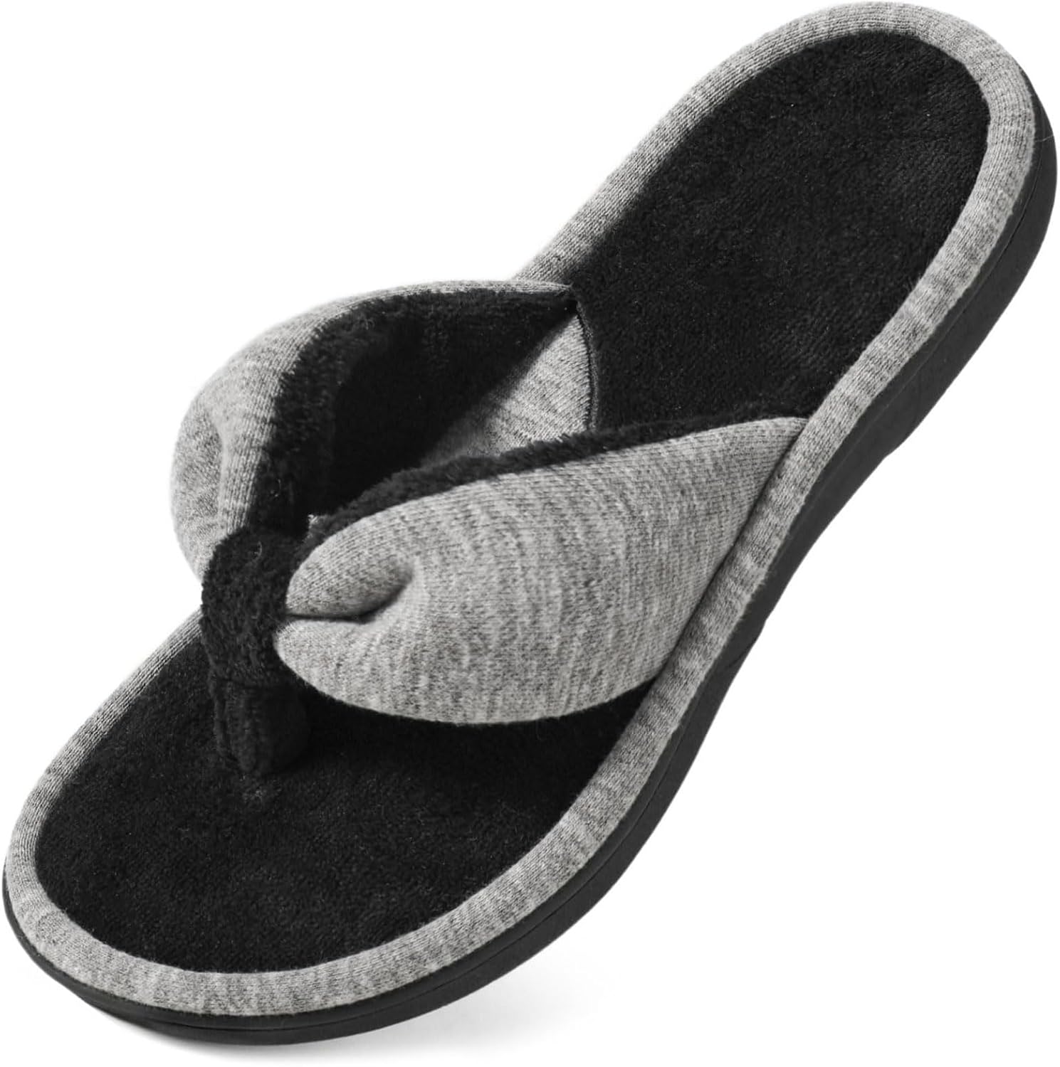 71WcFznX60L._AC_SL1500_.jpg Women's Memory Foam Spa Thong Flip Flops Cozy Indoor Slippers, Ladies Summer Lightweight Open Toe House Sandals - Image 1