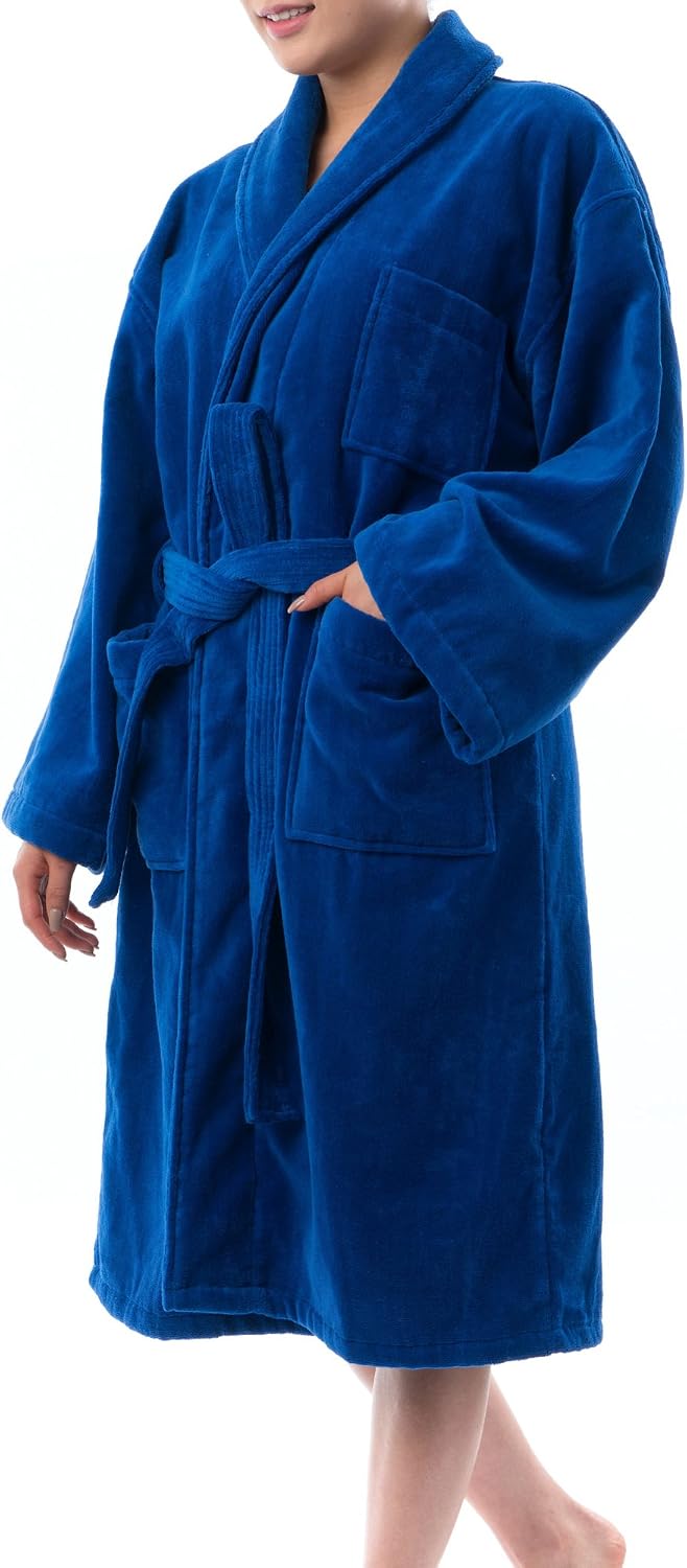 71jSTVOcGiL._AC_SL1500_.jpg Women Cotton Terry Cloth Bathrobe Shawl Collar Velour Spa Robe - Image 1