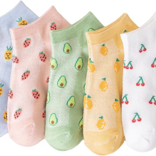 Women's 5 Pair Cute Fruit Graphic Ankle Socks Funny Low Cut Sock Pairs for Girl Teen