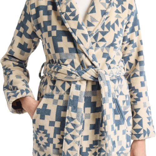 Women Robe, 100% Cotton Plush Terry Bathrobe, Length with Adjustable Tie, Deep Pockets, and Shawl Collar