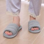 Terry Cloth Open Toe Slippers for Women Memory Foam Slip On House Slippers - Image 2
