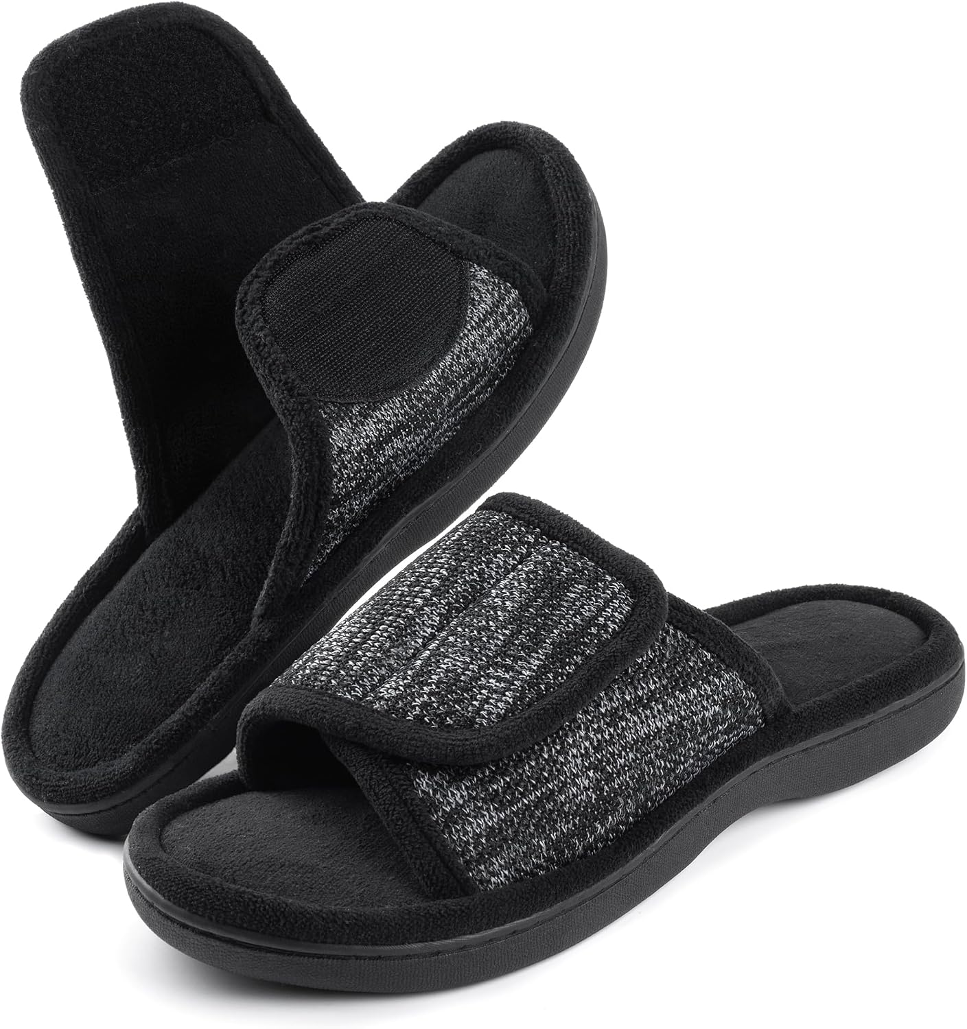 81GlSd8c7OL._AC_SL1500_.jpg Men's Adjustable Wrap Memory Foam Slide Slipper - Image 1