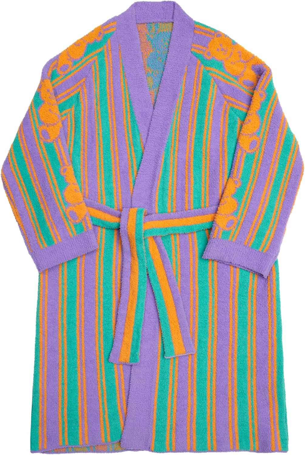 81J1fYeqUVL._AC_SL1500_.jpg Unisex Colorblock Plush Fleece Bathrobe, Cozy Long Lounge Robe with Belt, Soft Warm Spa Robe for Women & Men ?C Teddy Bear - Image 1