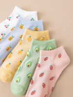 Women's 5 Pair Cute Fruit Graphic Ankle Socks Funny Low Cut Sock Pairs for Girl Teen - Image 2