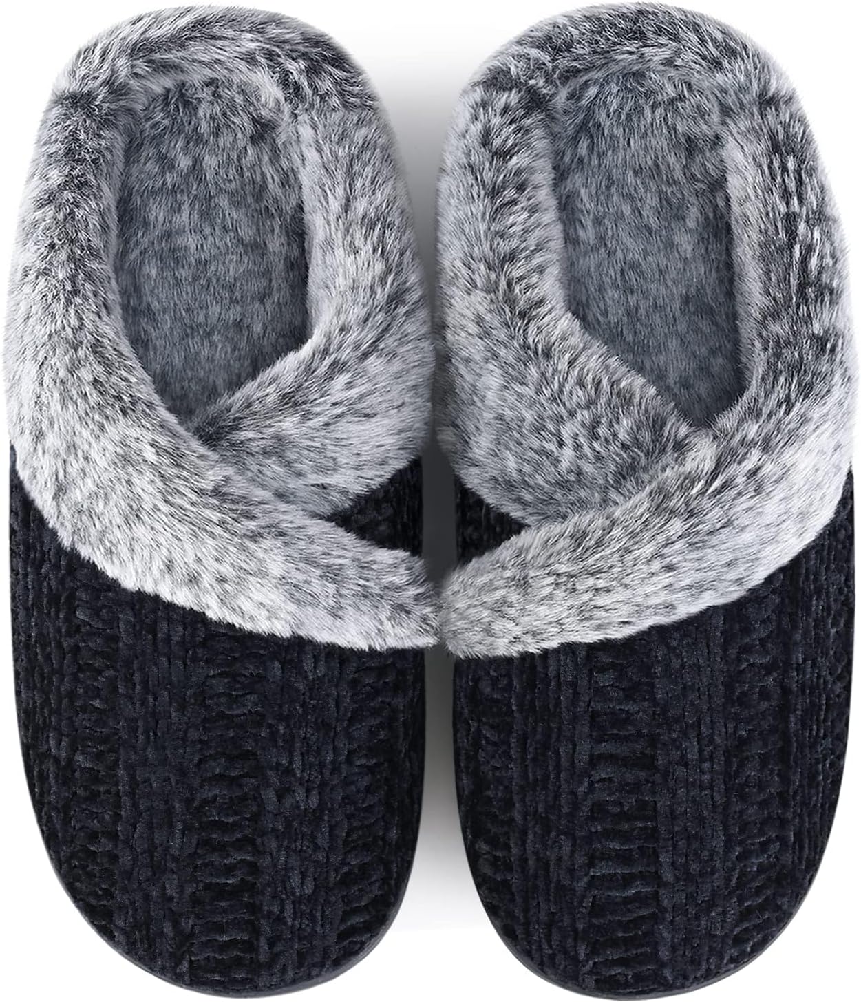 81m04vCHJL._AC_SL1500_.jpg Slippers for Women Fuzzy House Slip on Indoor Outdoor Bedroom Furry Fleece Lined Ladies Comfy Memory Foam Female Home Shoes Anti-Skid Rubber Hard Sole - Image 1